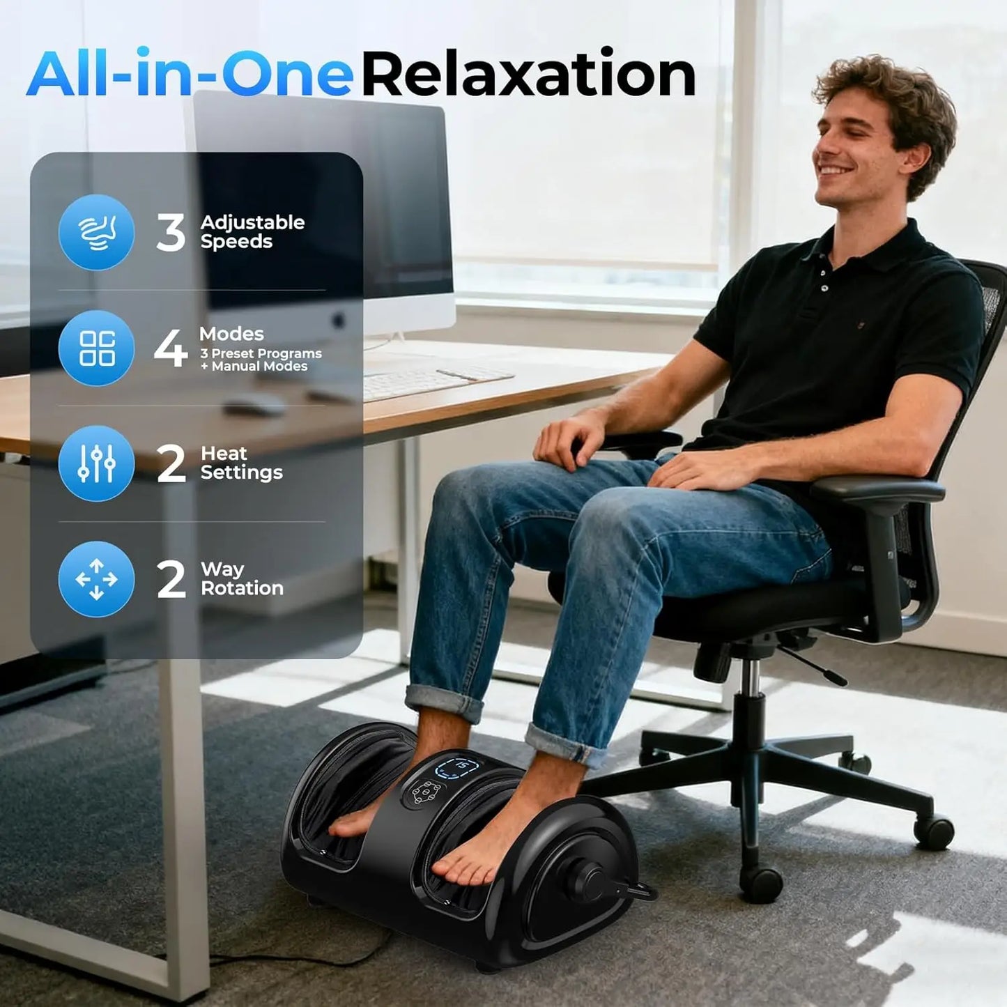 Foot Calf Massager Deep Tissue Shiatsu Heat Kneading