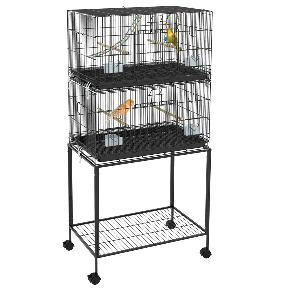 NONECN Double Stackable Bird Cage With Stand And Wheels