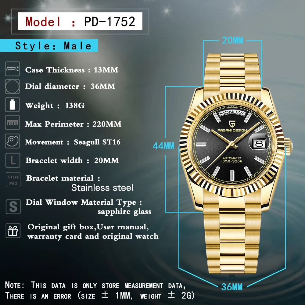 PAGANI DESIGN DD36 Luxury Automatic Watch with Sapphire Glass