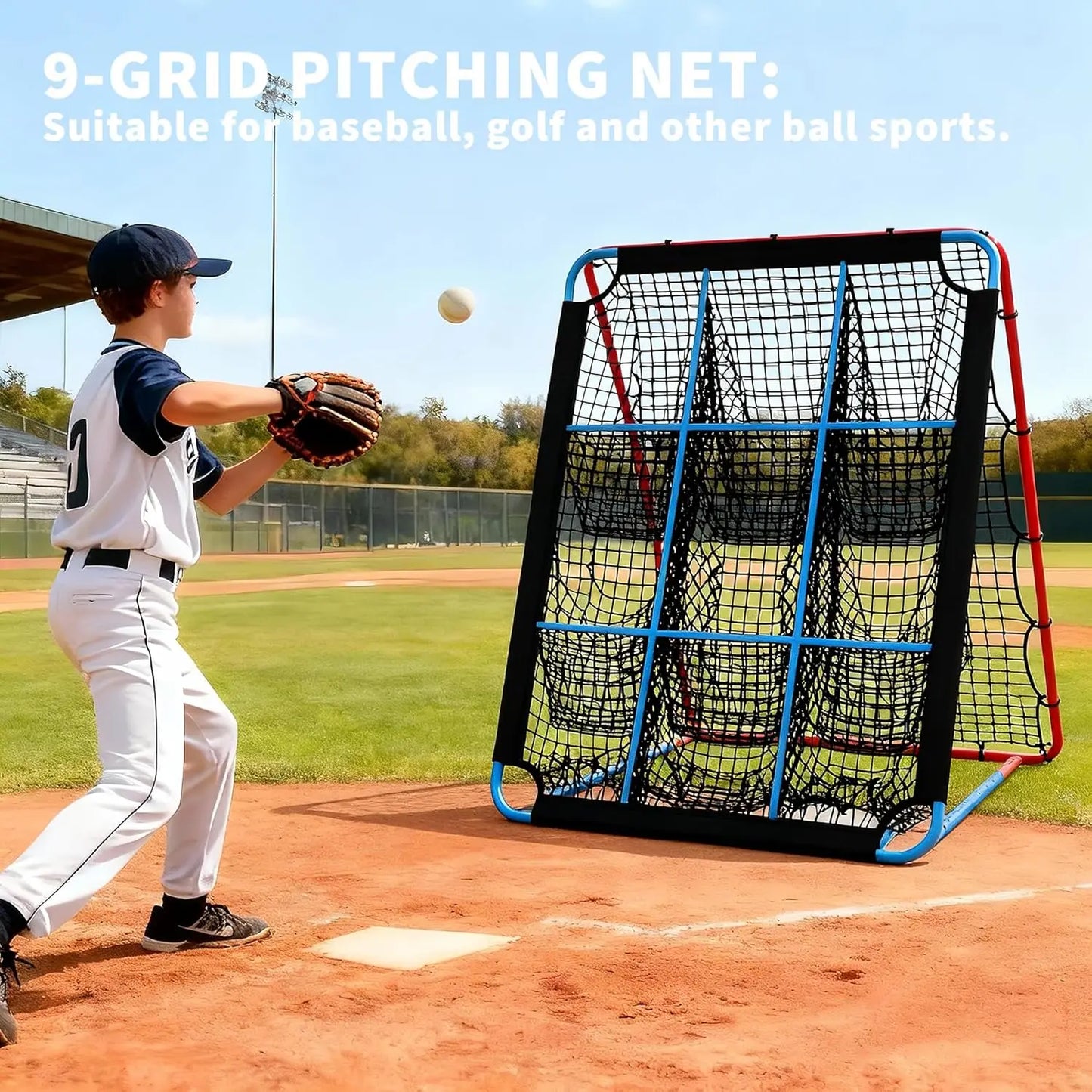 TWISTER.CK Baseball Pitching Rebounder Net 9-Hole Angled Practice Trainer