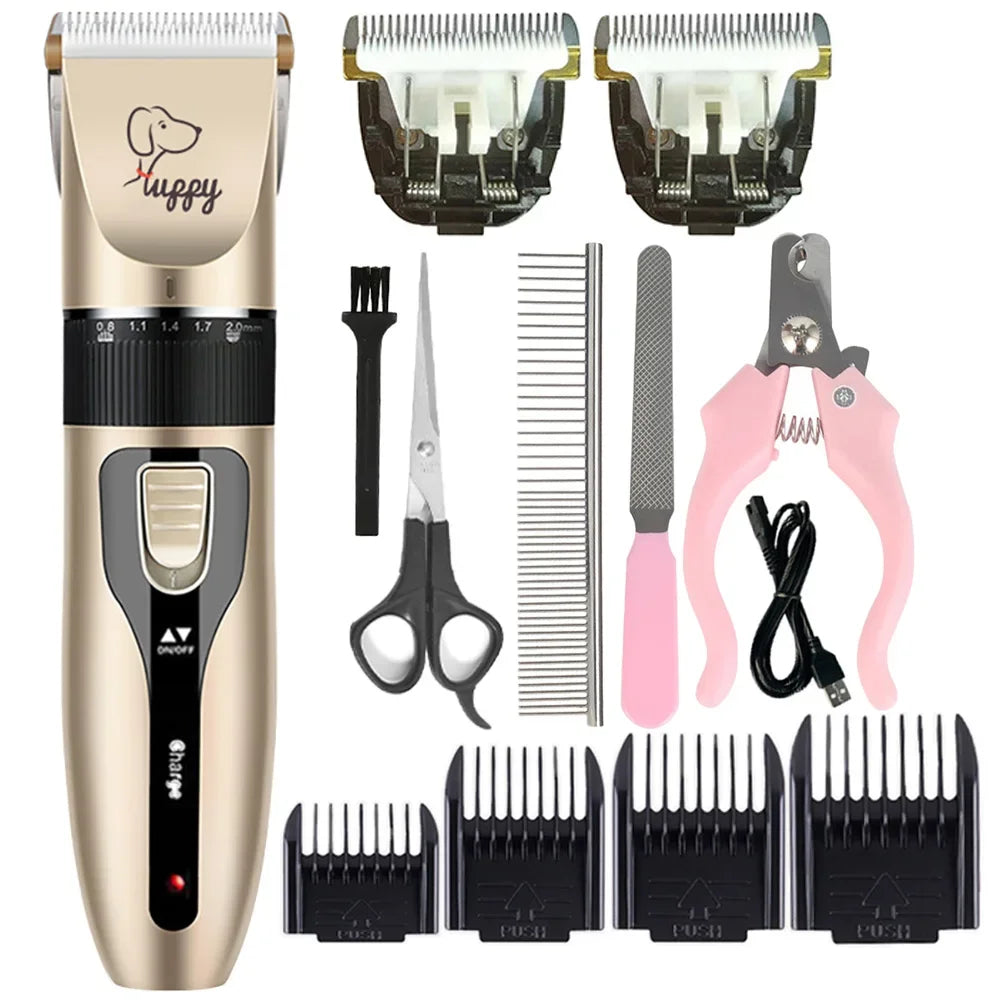 Dog Hair Clipper Cordless Rechargeable Pet Grooming Trimmer Shaver Set