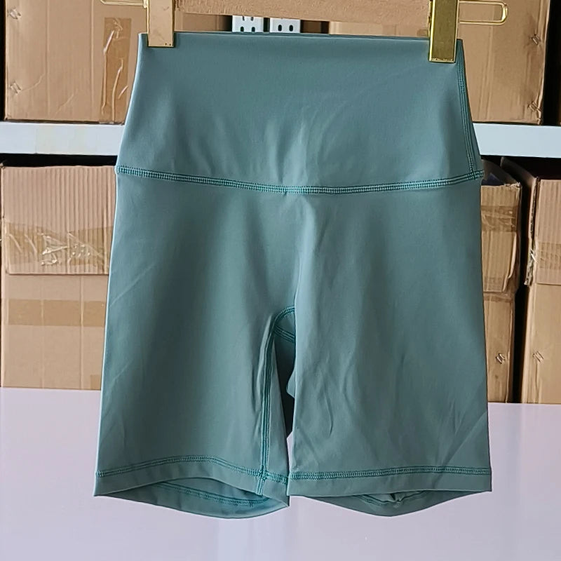 Nylon Elastane Women's Yoga Shorts High Waist Slim Fit