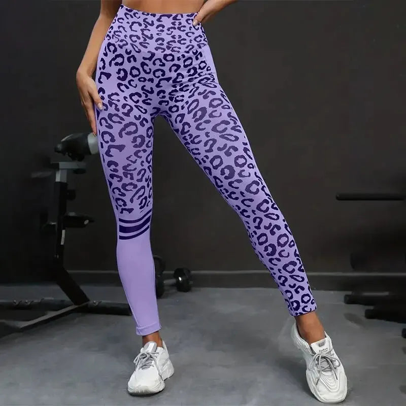 Yoga 9 Minute Leopard Print Seamless Quick Dry Fitness Tights