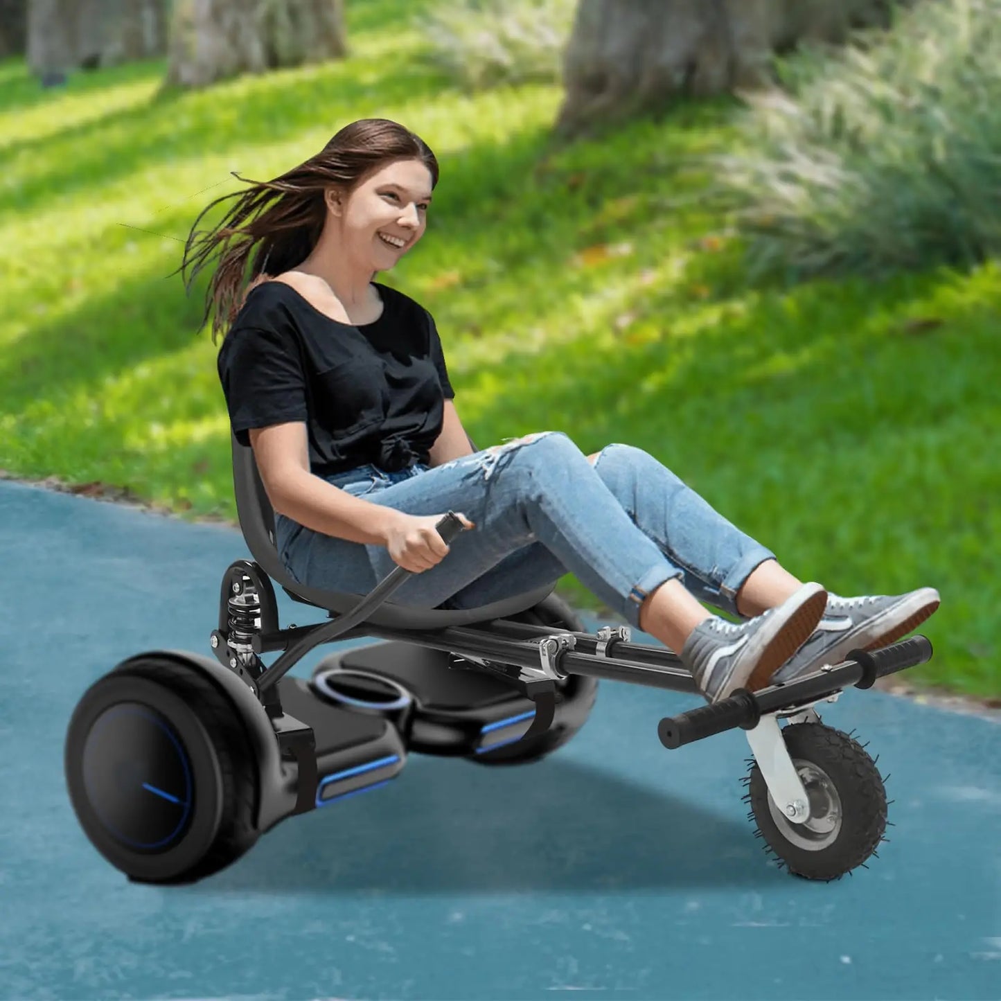 Bymaocar Hoverboard Seat Attachment Go Kart With Dual Rear Shock Absorption