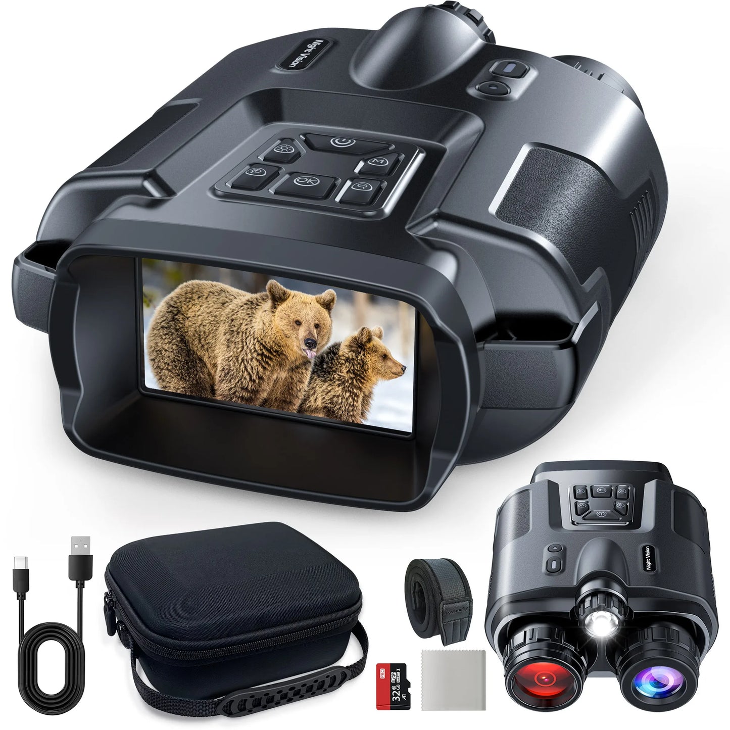 4K Night Vision Binoculars With Infrared Digital Zoom Rechargeable