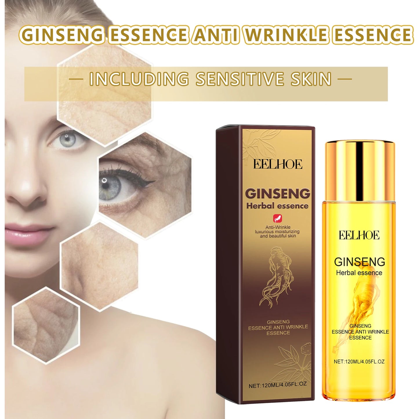 Eelhoe Ginseng Anti Aging Serum For Wrinkle Reduction And Firming
