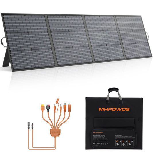 MHPOWOS 220W Portable Solar Panel High Efficience 40V Foldable Solar Panel with Kickstands for RV Camping Outdoor Activities