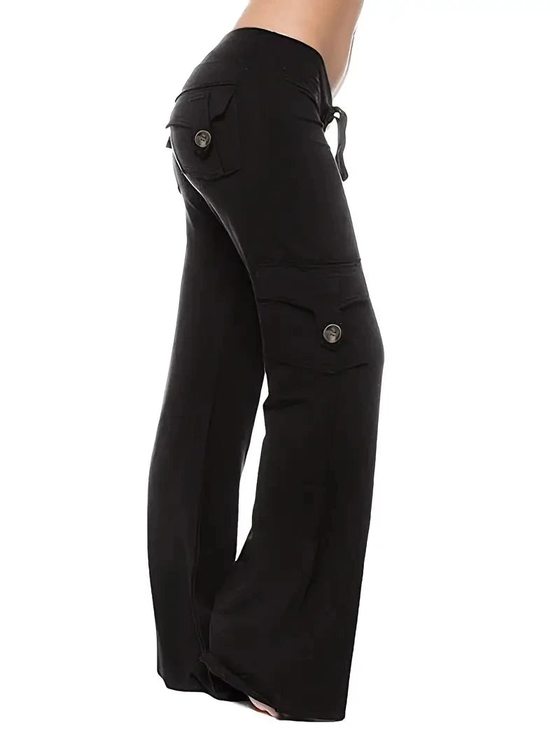 Women's Wide-Leg Drawstring Joggers With Pockets Fleece-Lined