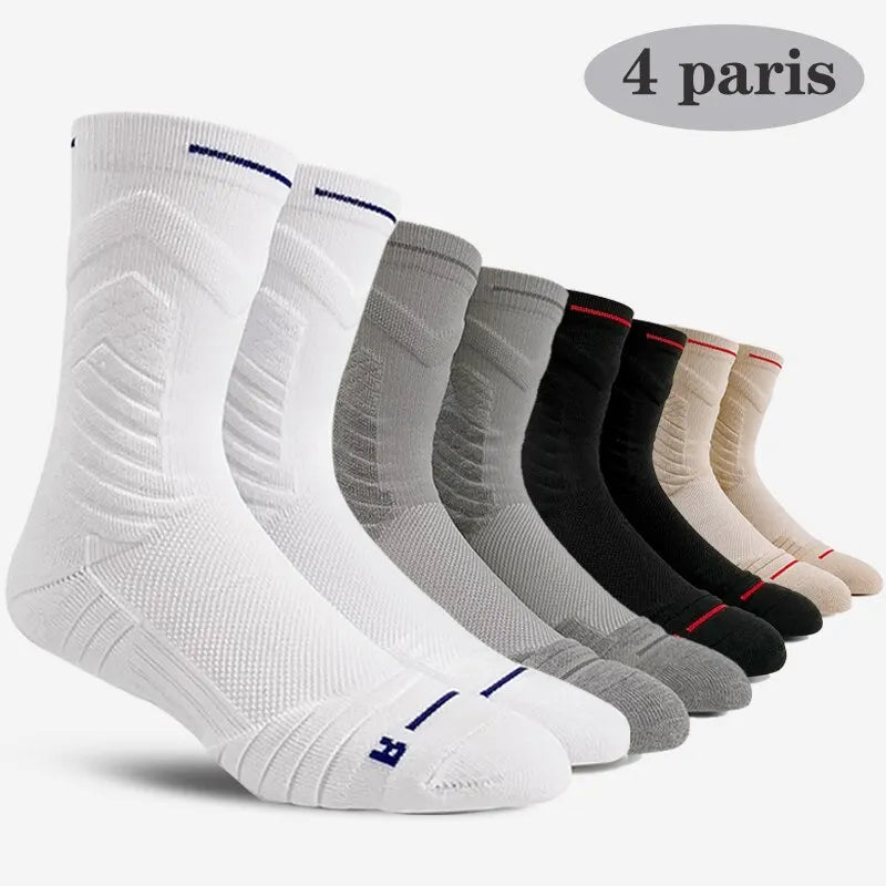 MOMMIELIFECN Basketball Socks For Men Mid-Tube 4 Pairs