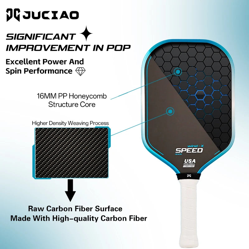 JUCIAO Gen3 Carbon Fiber Pickleball Paddle For Power And Spin