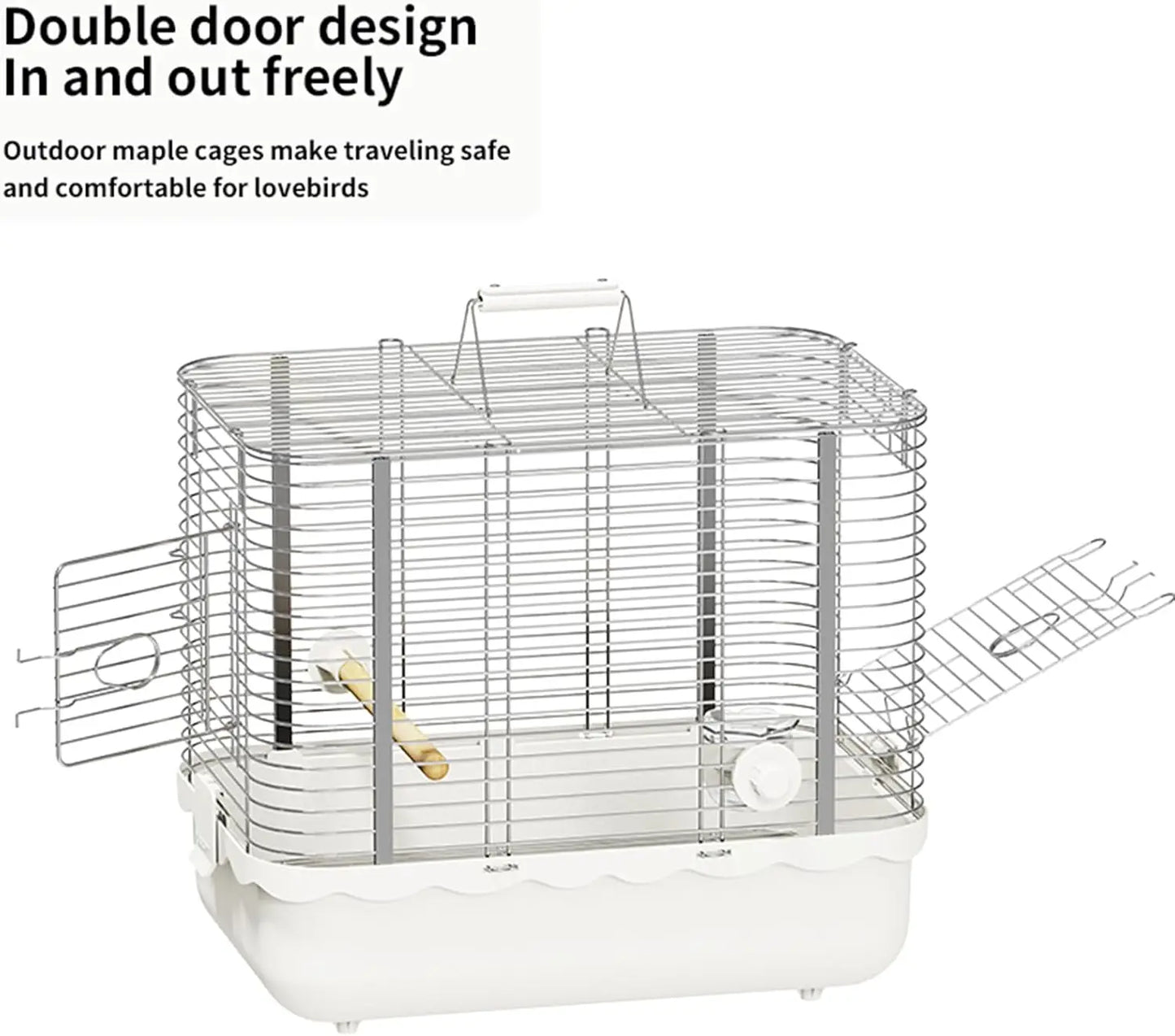 Portable Stainless Steel Bird Travel Cage With Perch And Bowl