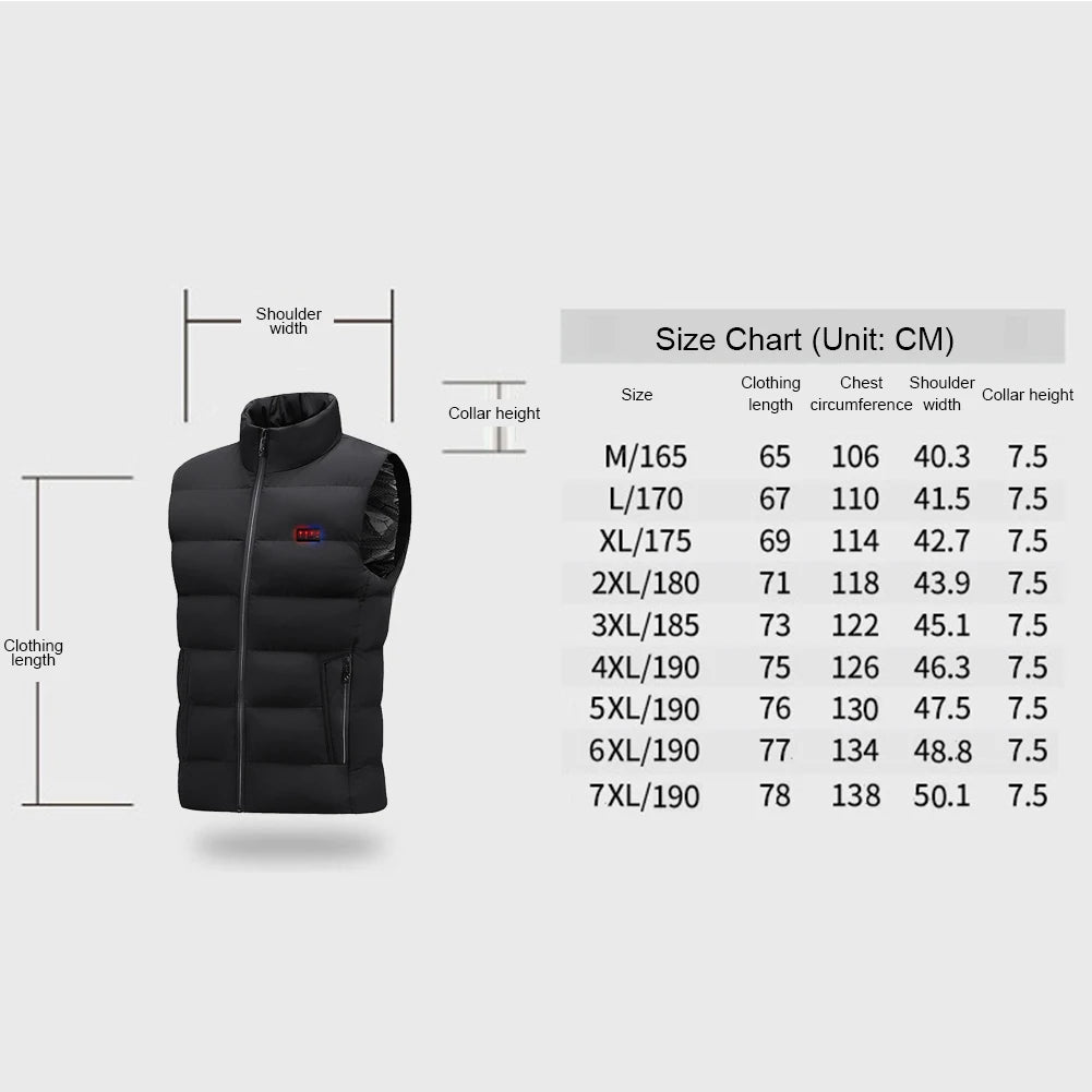 Unisex Heated Waistcoats Lightweight Electric Heating Gilet 23 Heating Zone USB Charging for Outdoor Camping Hiking