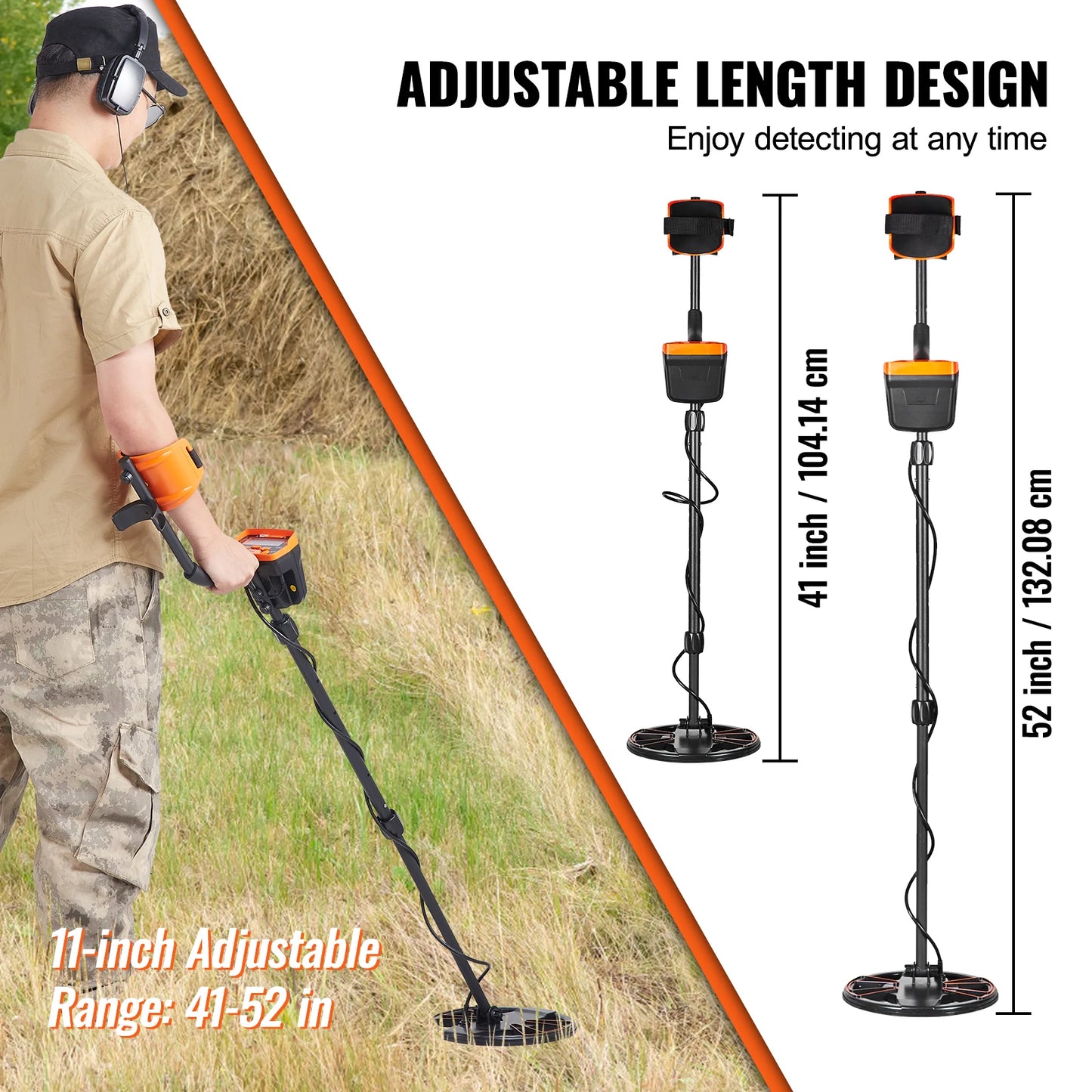 SucceBuy Metal Detector With LCD Display 7 Modes Adjustable Shaft