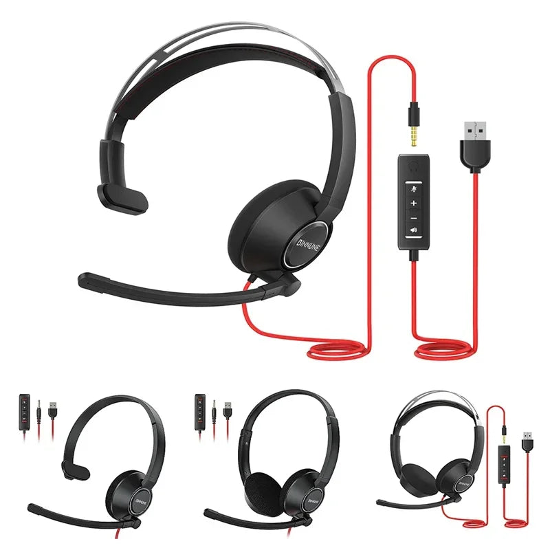 BINNUNE Wired Headphones With Mic Noise Cancelling For Office