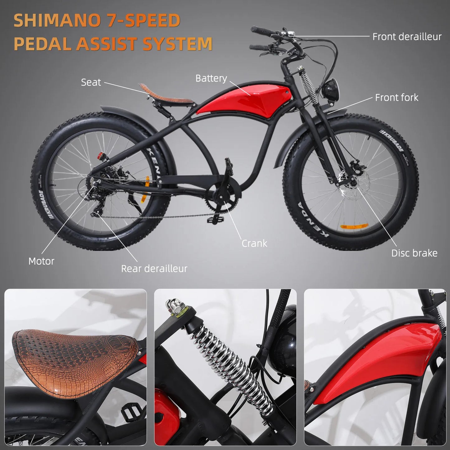 Xtion Electric Mountain Bike 750W All Terrain Fat Tire Dual Suspension 48V
