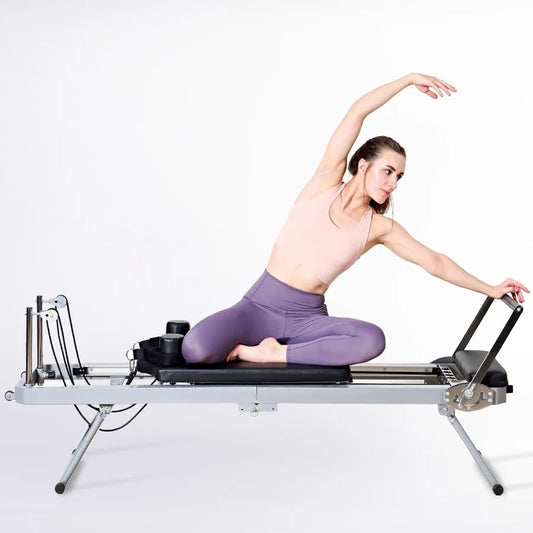 Foldable Pilates Reformer Machine with Springs Resistance for FullBody Home Workout Adjustable Fitness Equipment Suitable for A