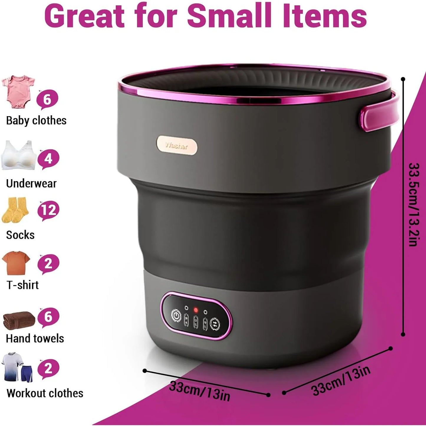 Acekool Portable Foldable Washing Machine With Spin Basket