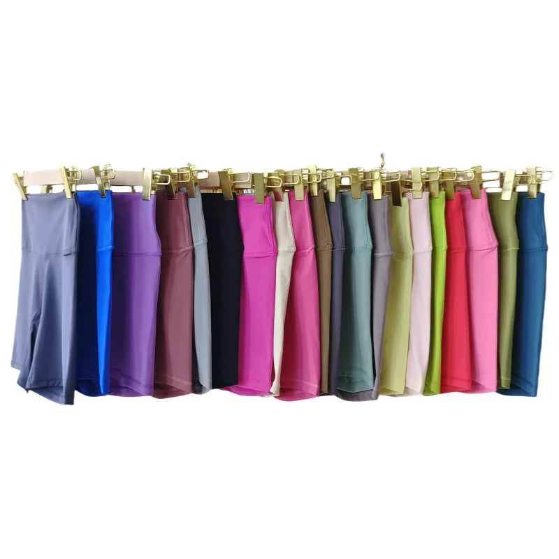 Nylon Elastane Women's Yoga Shorts High Waist Slim Fit