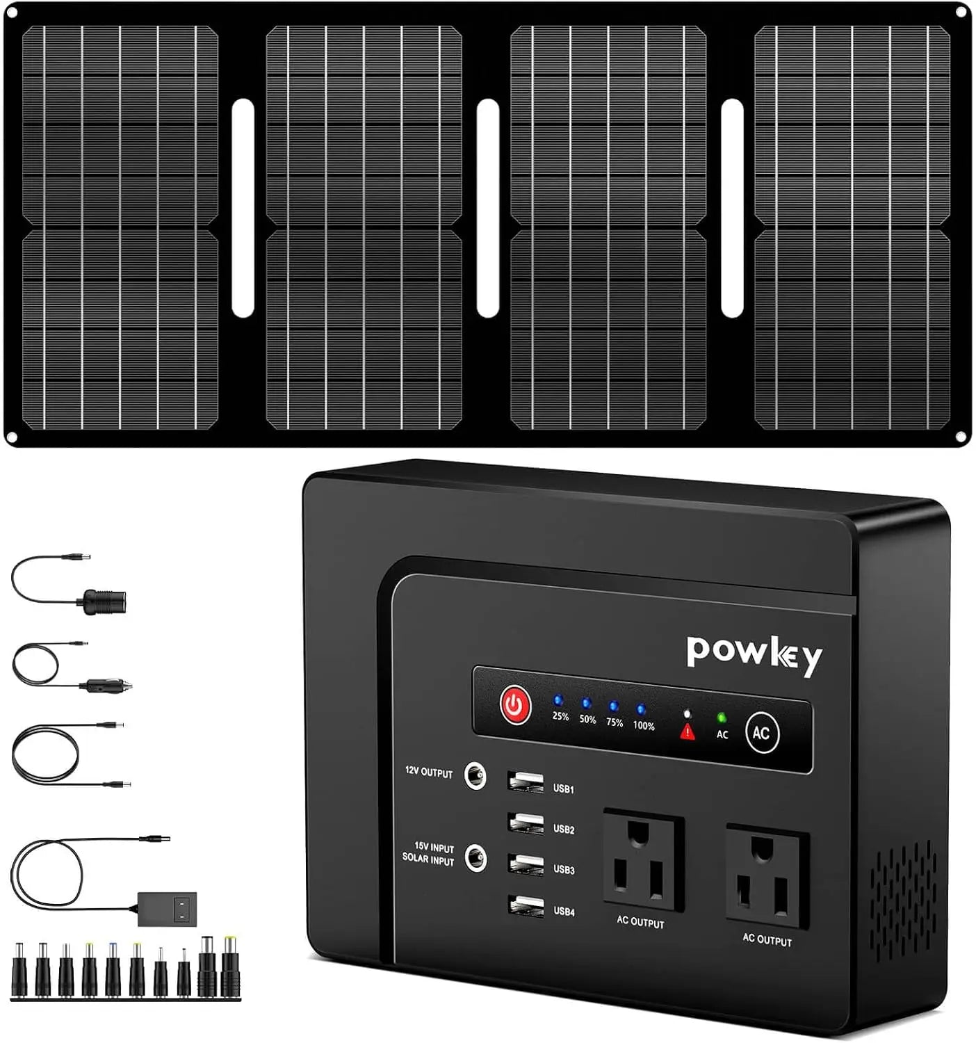 200W Portable Power Station with Solar Panel,146Wh Power Bank with 40W Foldable Solar Panel for Outdoor Camping RV Home Backup