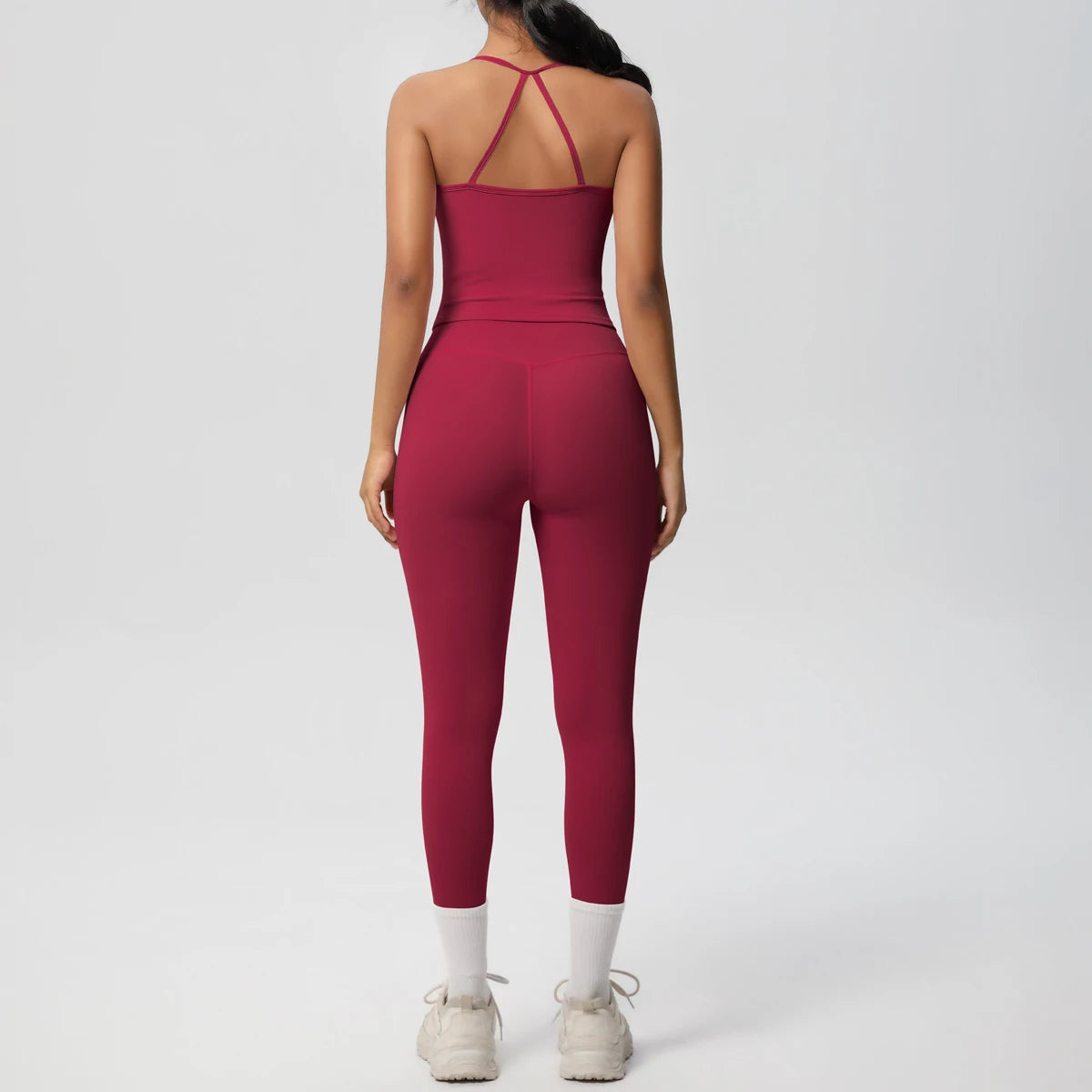 Halter Yoga Top Set Slimming Tummy Control Sleeveless Gym Wear