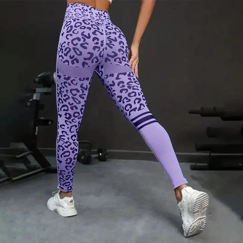 Yoga 9 Minute Leopard Print Seamless Quick Dry Fitness Tights