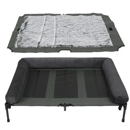 BINGOPAW Elevated Cooling Outdoor Dog Bed With Mesh And Bolster