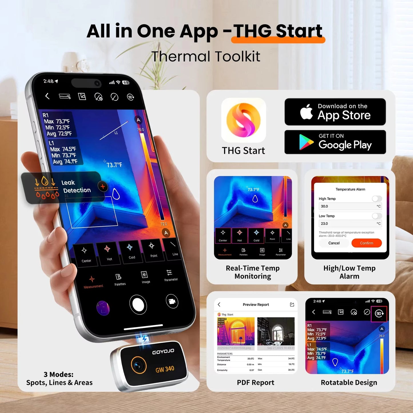 GOYOJO Thermal Camera For iPhone Android Tablets USB C Port