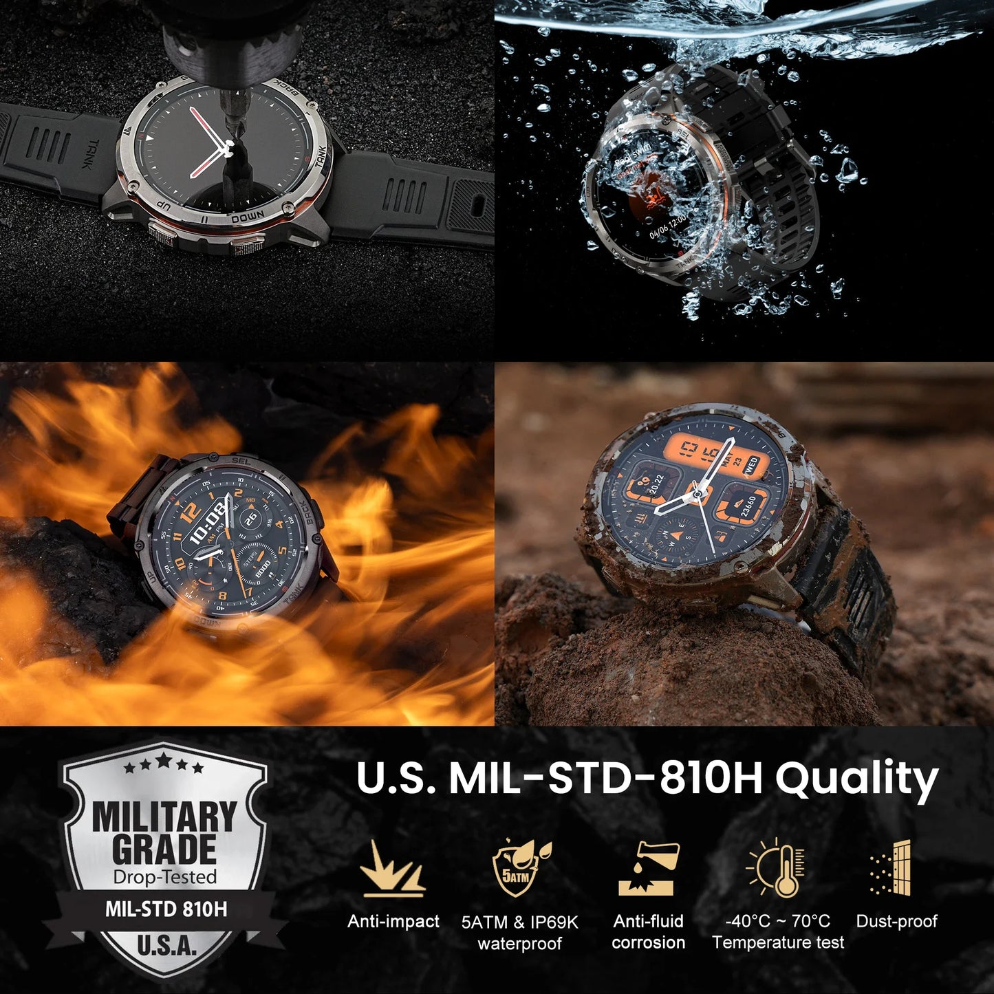 KOSPET Tank T3 Ultra 2 GPS Smartwatch IP69K Waterproof Bluetooth