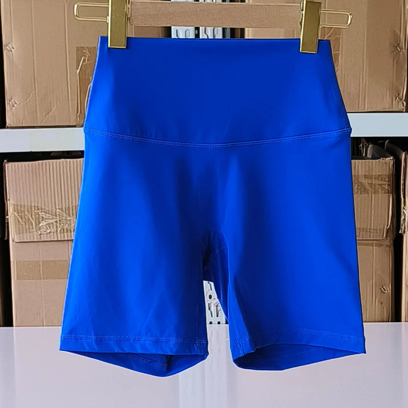 Nylon Elastane Women's Yoga Shorts High Waist Slim Fit