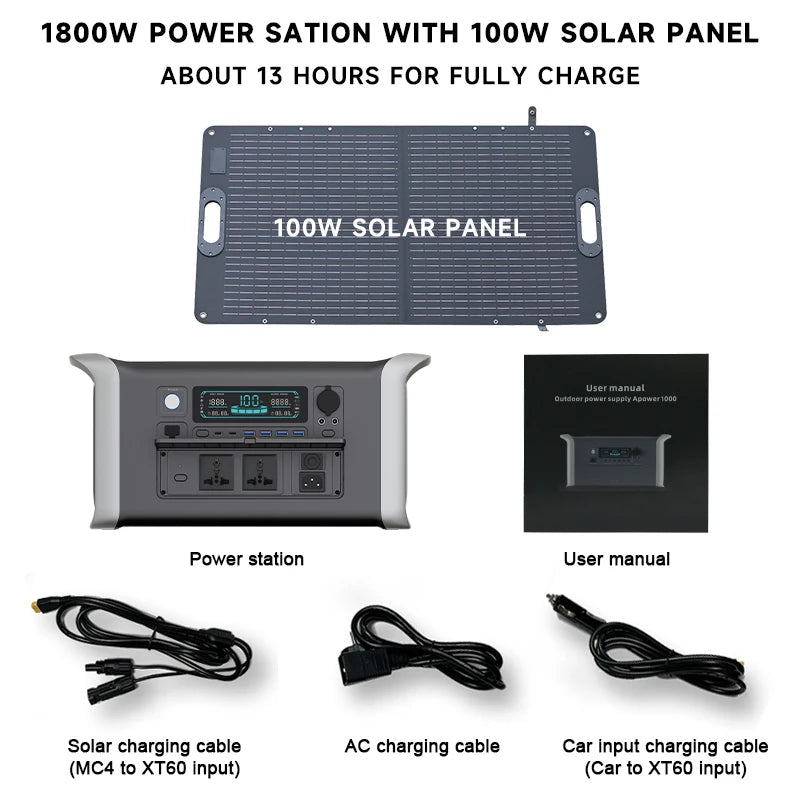 CTOLITY Camping Portable Power Station 1000W LiFePO4 Solar Generator
