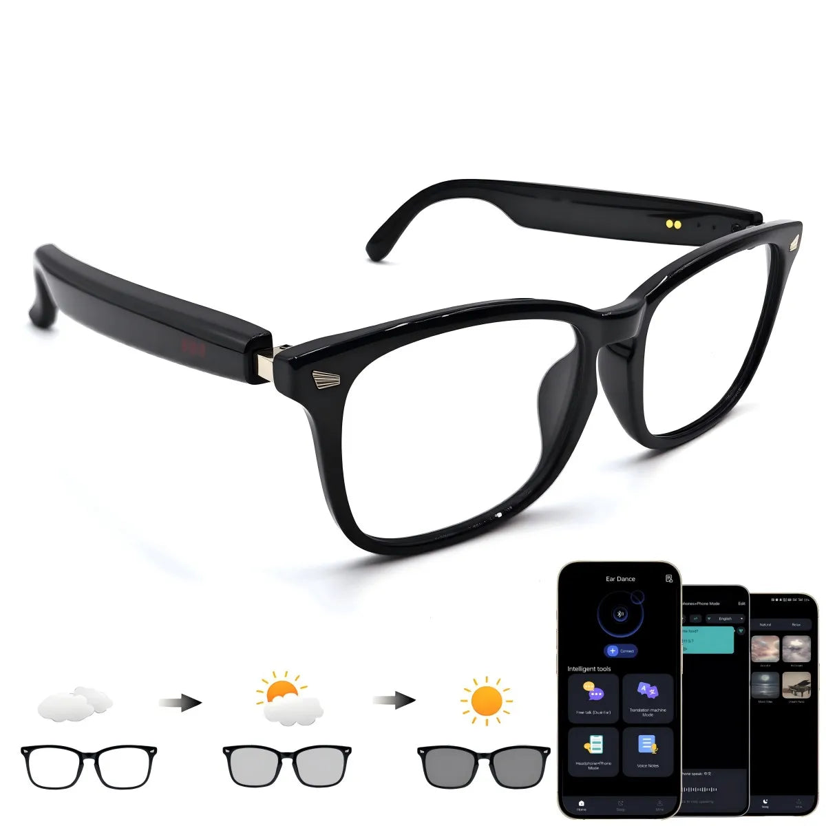 Giinova Smart Glasses With Translation App Open Ear Audio HD Calls HiFi Music