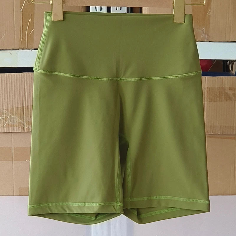 Nylon Elastane Women's Yoga Shorts High Waist Slim Fit