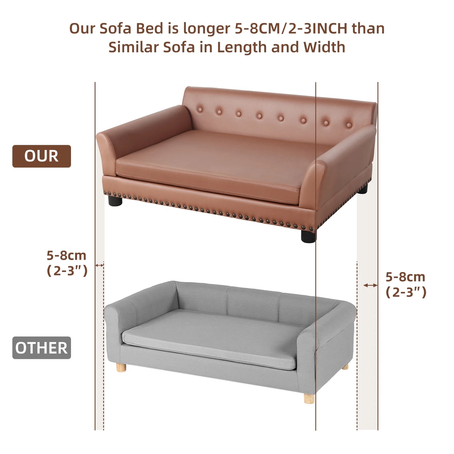 Bingopaw Luxury Raised Dog Sofa Bed With Removable Cushion