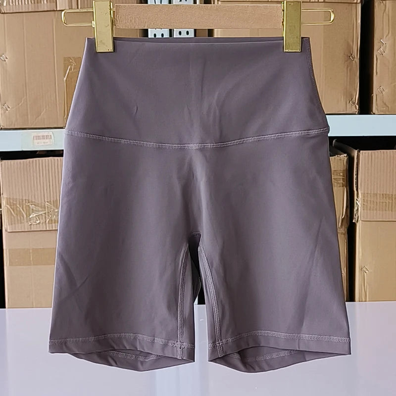 Nylon Elastane Women's Yoga Shorts High Waist Slim Fit