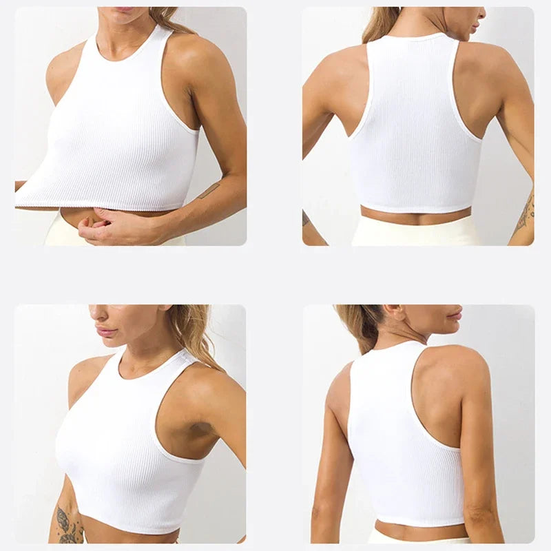 Women Yoga Vest Elastic Gym Crop Top Fitness Tank Pro