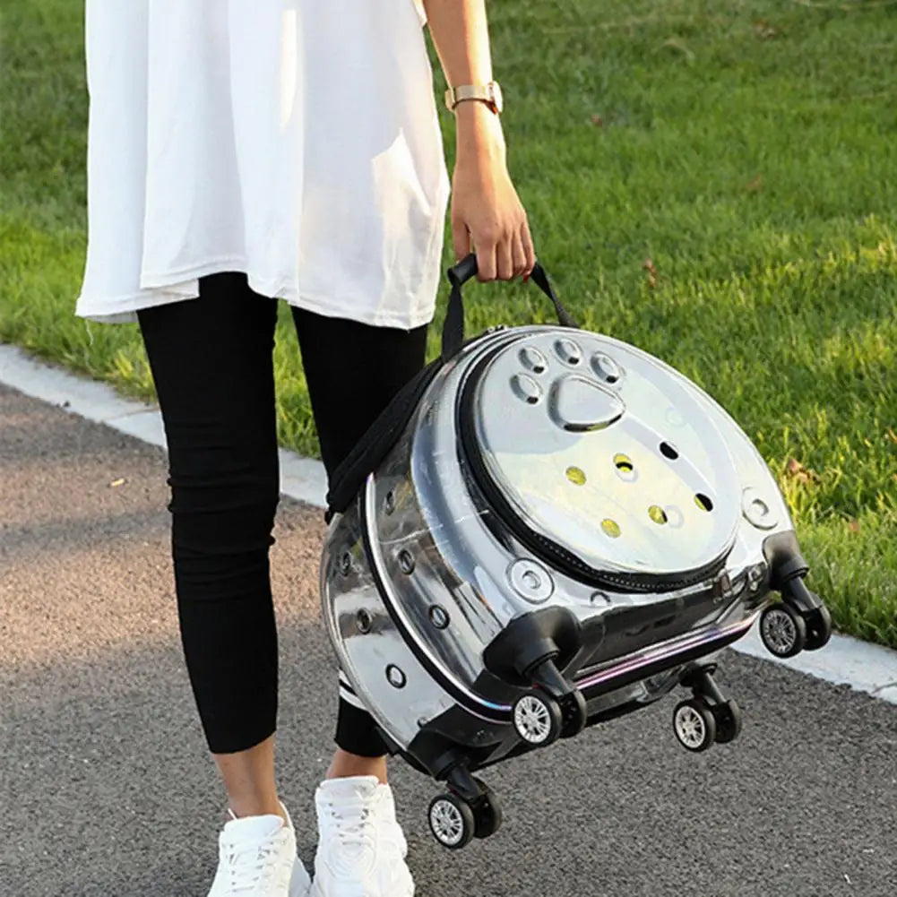 Pet Trolley Case With Ventilation Holes Portable Carrier For Cats