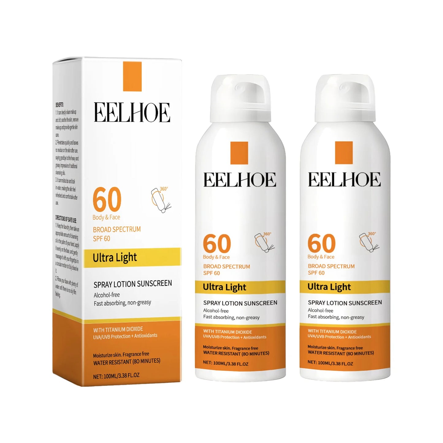 Eelhoe Vitamin E Sunscreen Spray Long Lasting UV Protection