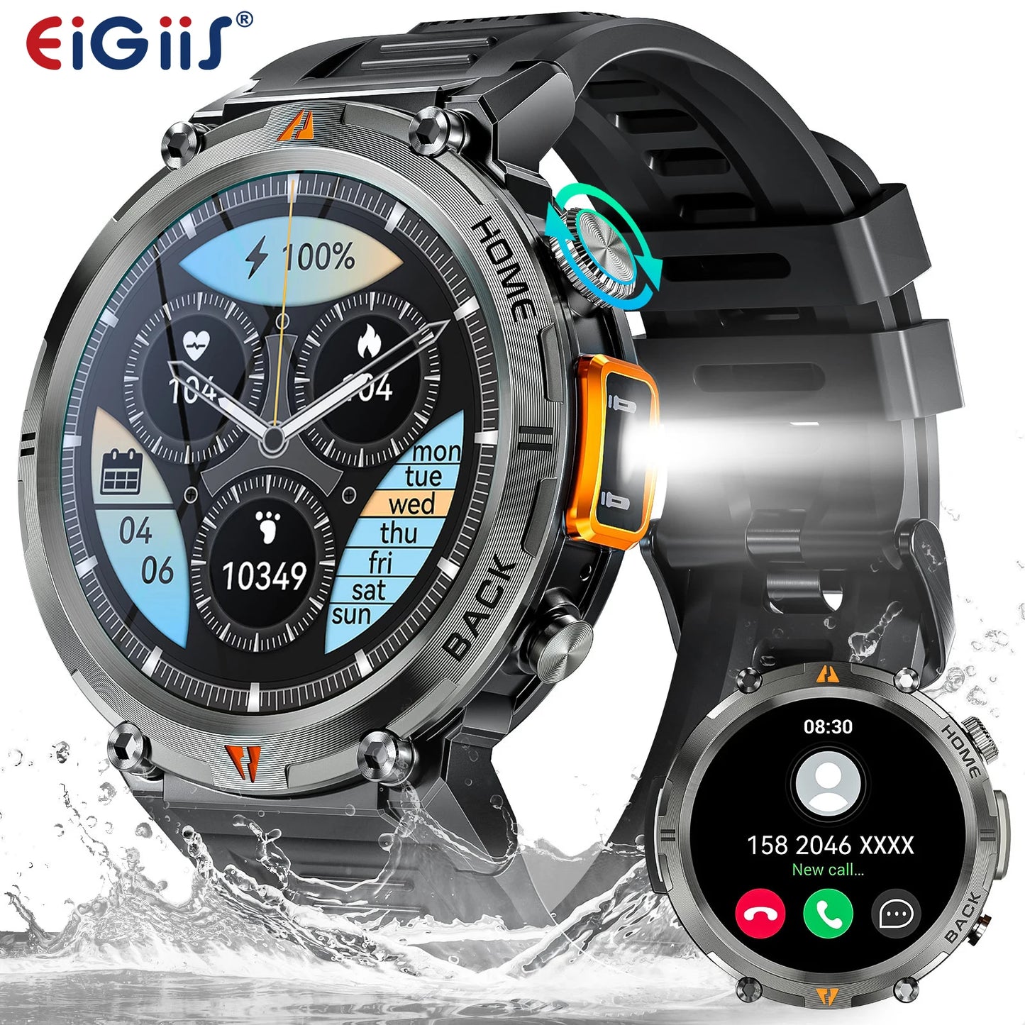 EIGIIS KE3 Bluetooth Call Smartwatch for Men With Health Monitor