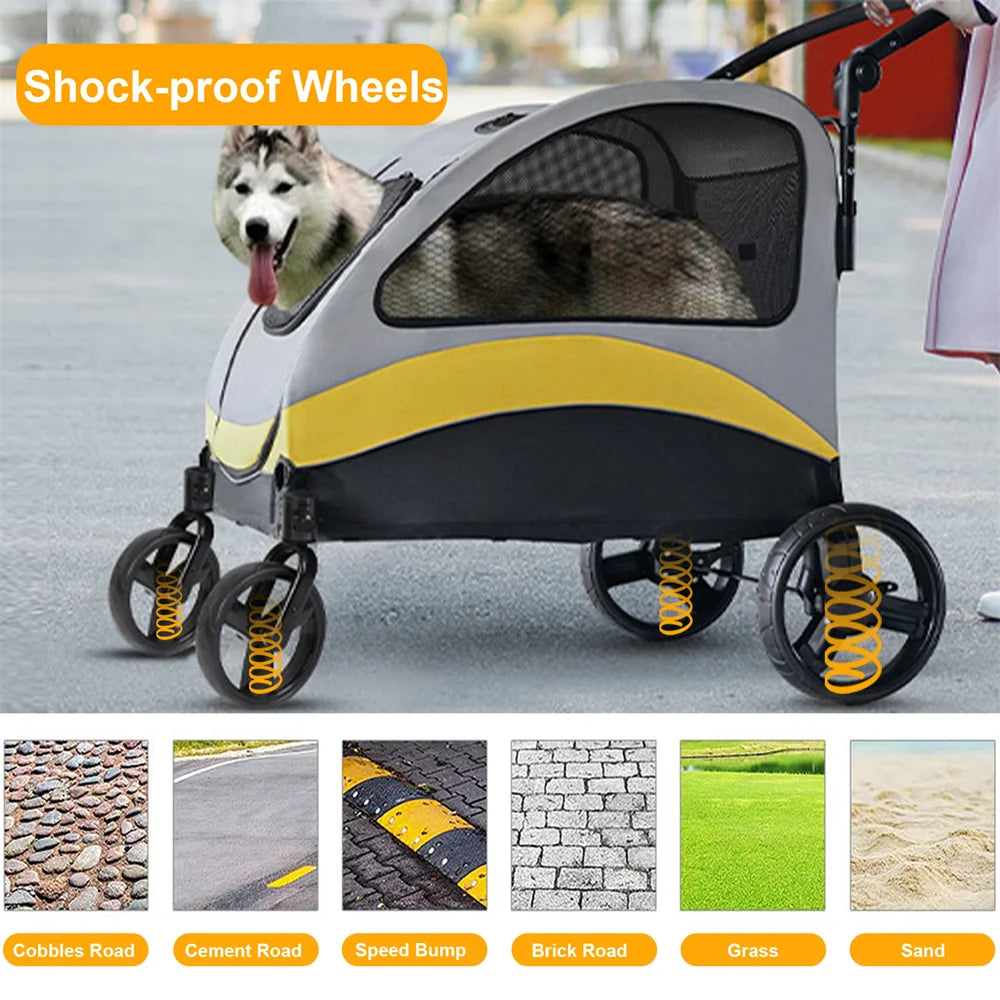 Premium Dog Stroller Pram 4-Wheel Foldable Travel Jogger