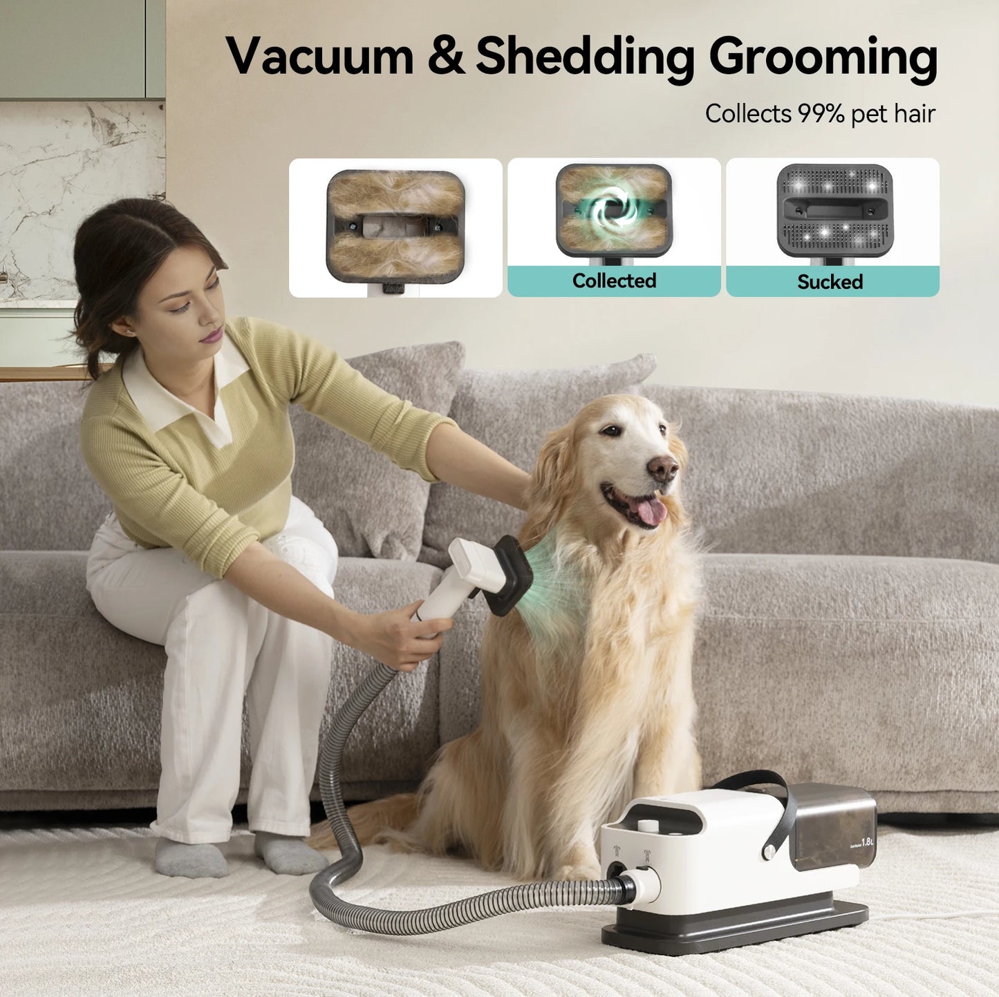 Amicura P1 Pet Grooming Vacuum Hair Dryer And Clipper Set