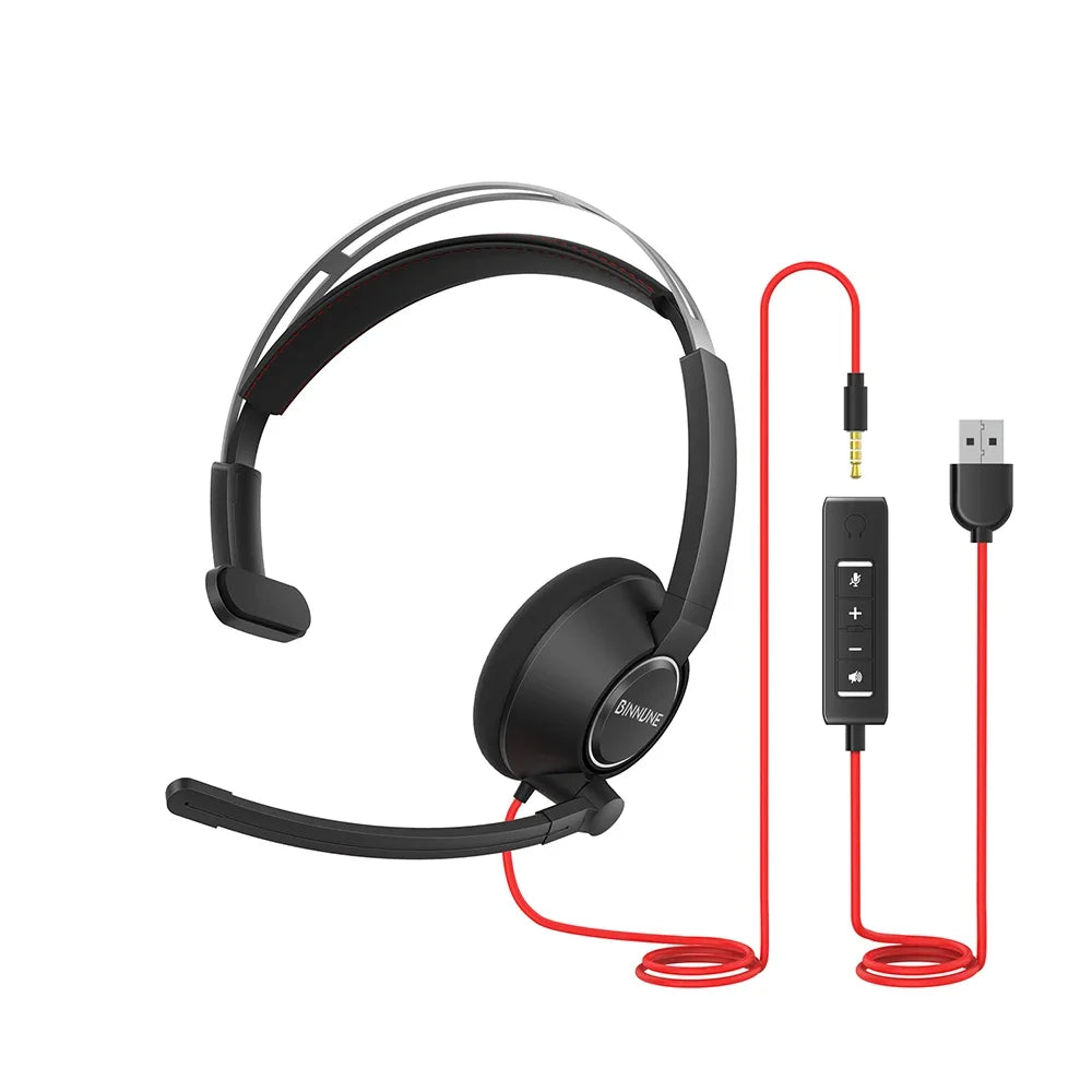 BINNUNE Wired Headphones With Mic Noise Cancelling For Office