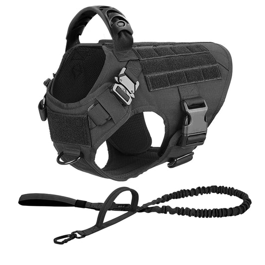 PETRAVELCN Tactical Dog Harness Leash Set for Large Dogs