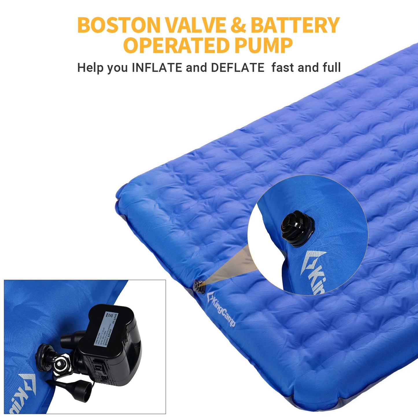KingCamp Double Air Pad, 6.0 Inches Extra Thick Ultralight Inflatable Sleeping Pad For Camping, Hiking, Courtyard, Carry Bag
