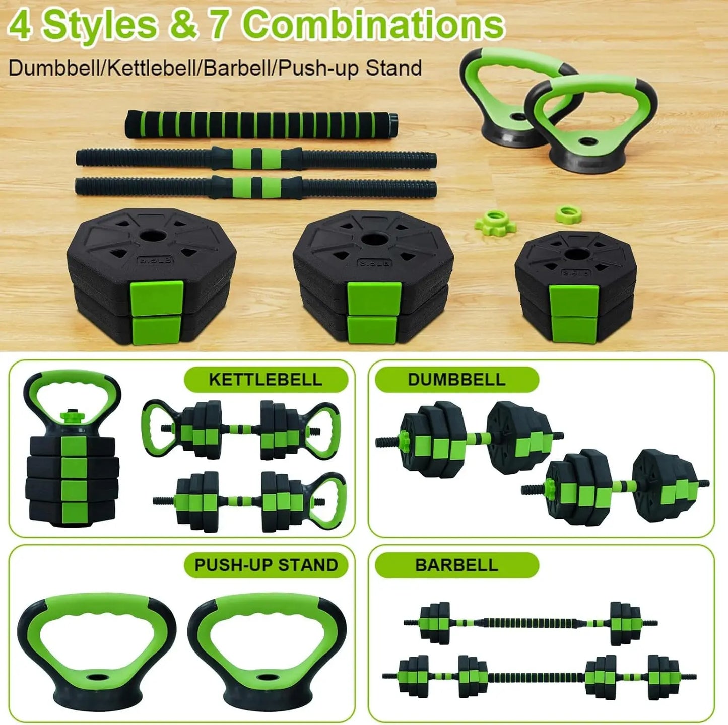 HiMISS 4-in-1 Adjustable Kettlebell and Dumbbell Set
