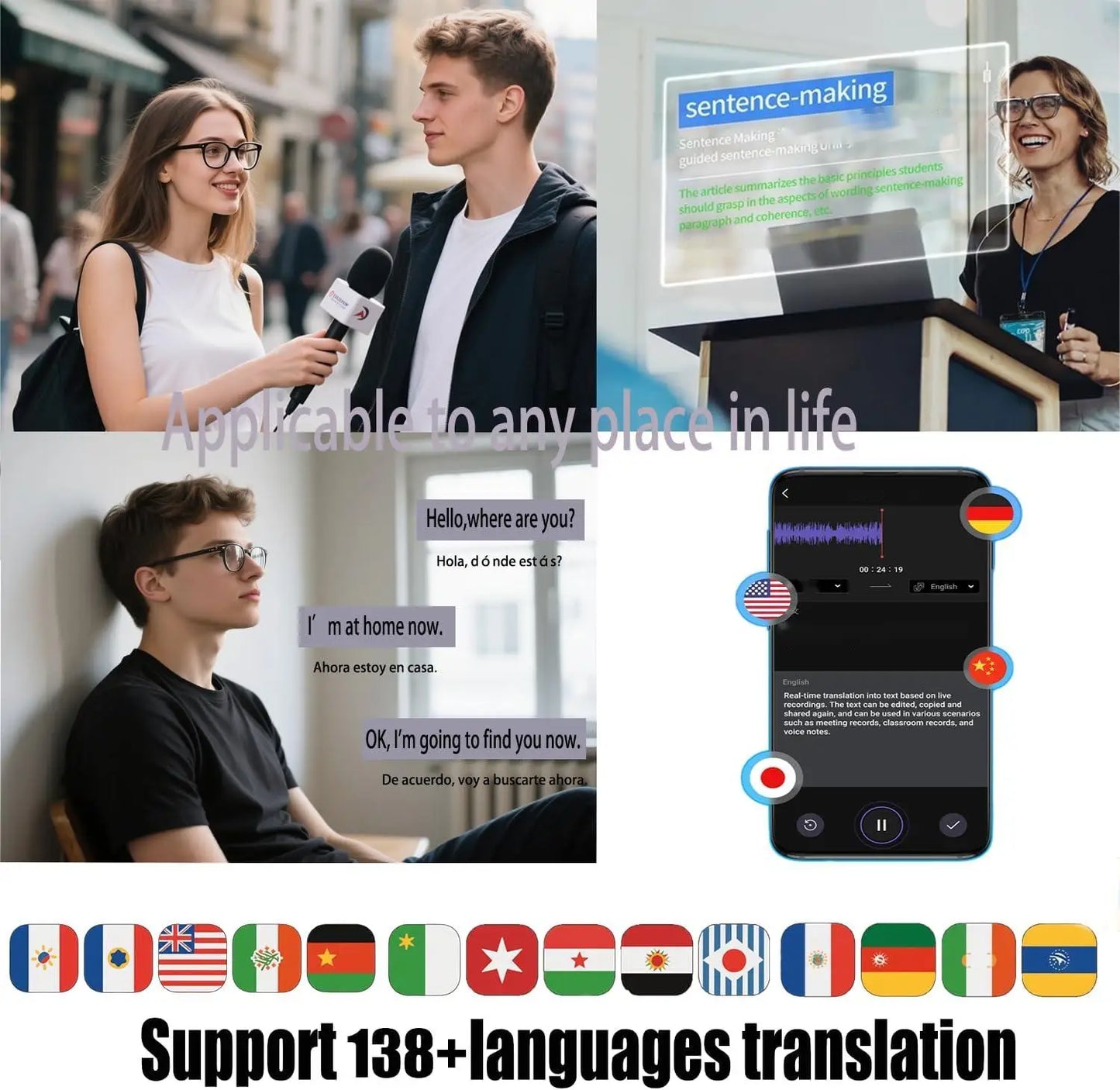 Giinova AI Translation Smart Glasses With Real Time 160 Languages