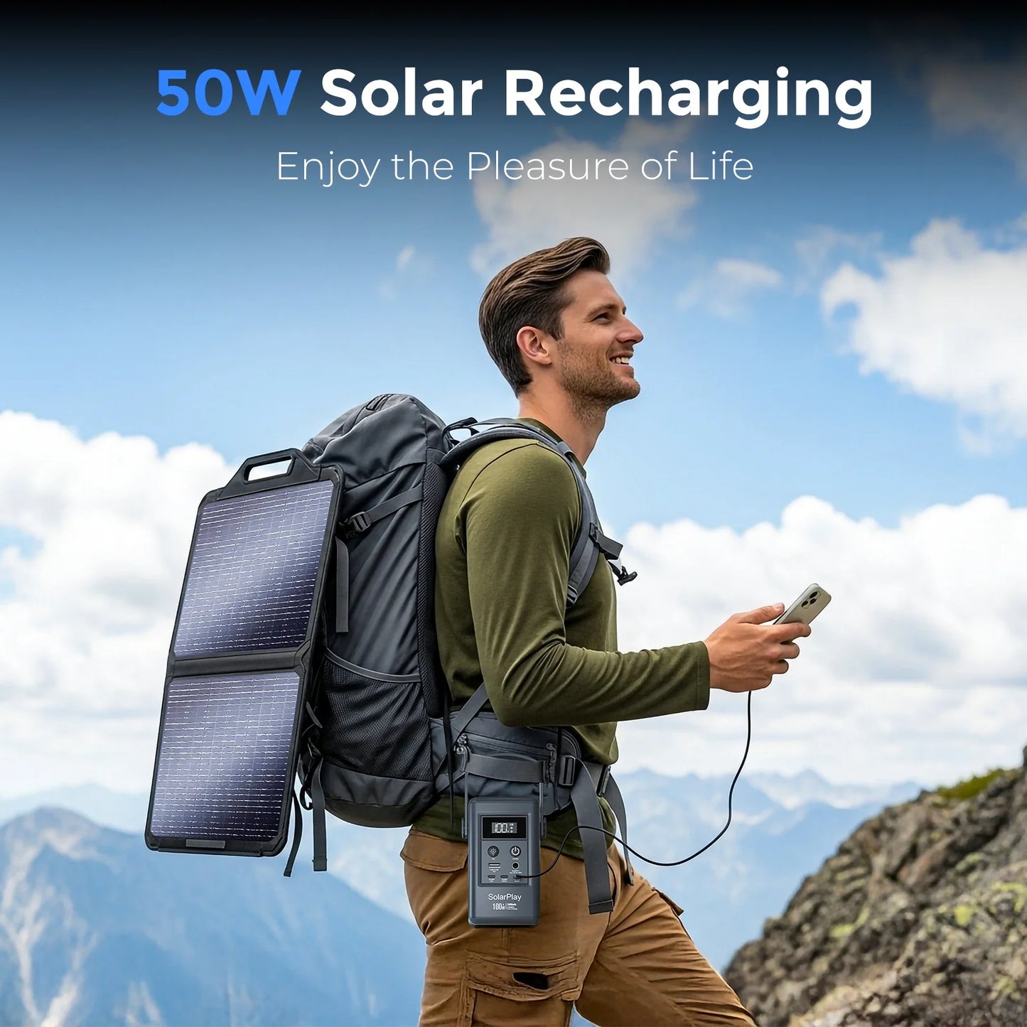 SOLARPLAY Q100 Portable Power Station 25000mAh Outdoor Solar Generator 100W USB-C Output for Outdoor Camping Power Blackout