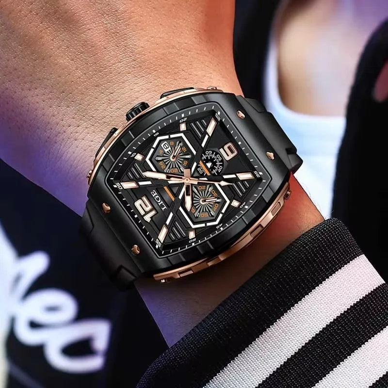 LIGE Men's Luxury Waterproof Quartz Wristwatch with Luminous Date