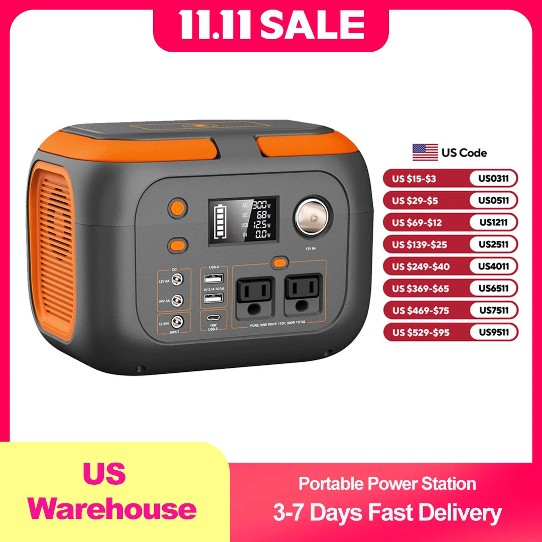 SinKeu 300W Portable Power Station 70000mAh 260Wh Outdoor Solar Generator