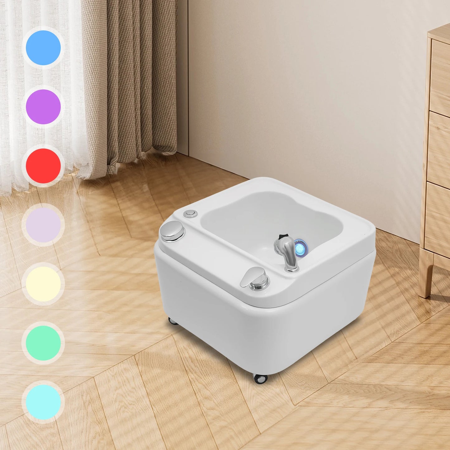 Bymaocar Acrylic Foot Bath With Massage And LED Spa Tub