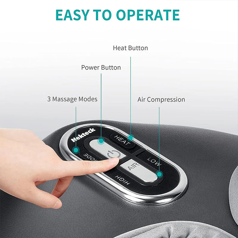 Nekteck Foot Massager With Heating Therapy Air Compression Shiatsu Kneading
